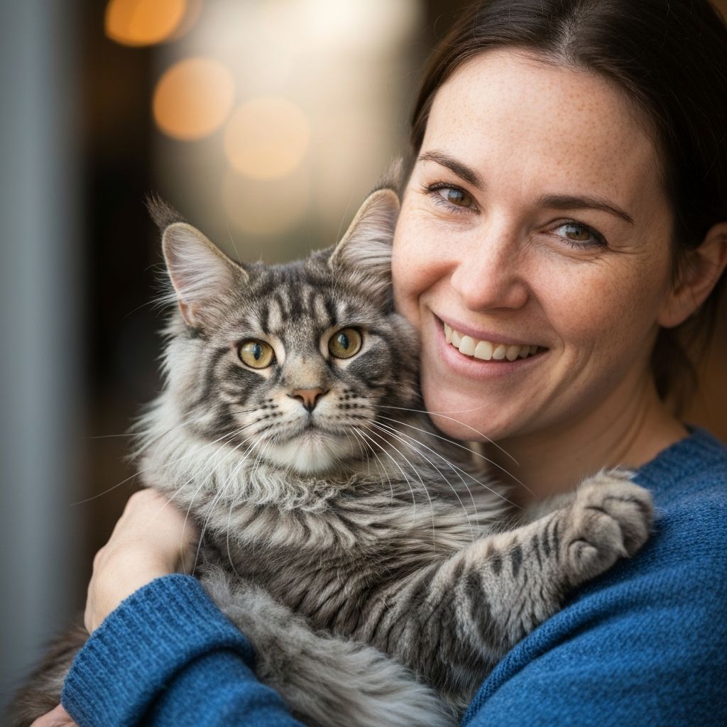 Breeder with Maine Coon