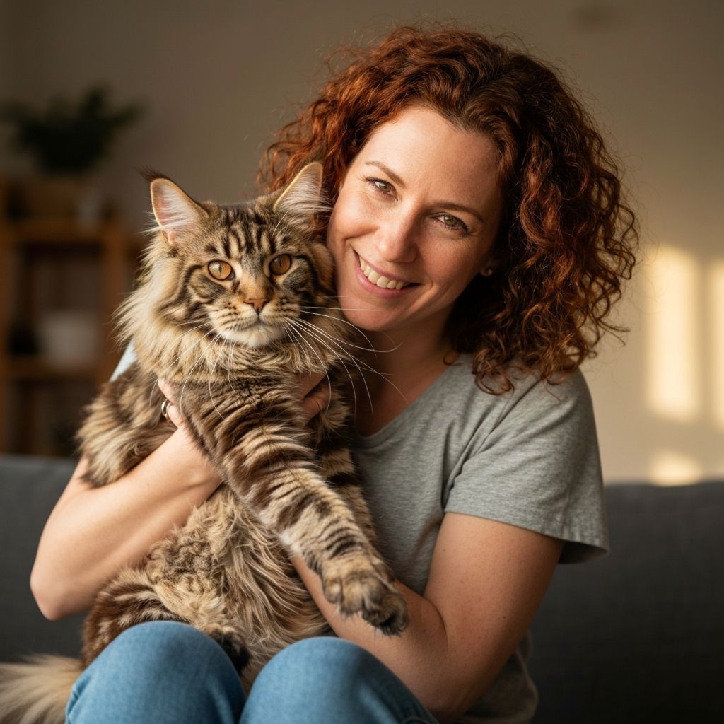 Breeder with Maine Coon